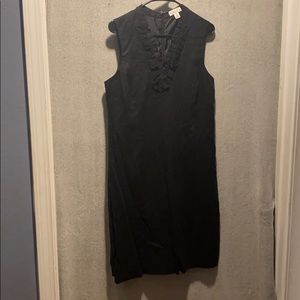 Women black Kim Rogers dress V cut lace lined neck